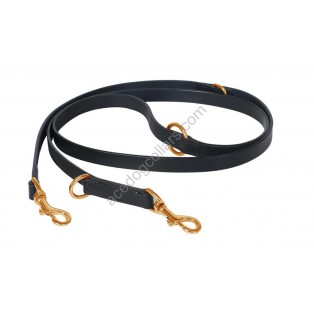 Bridle Leather POLICE STYLE DOG Training Lead Adjustable with BRASS fittings. (BLACK) 80" (200 cm)